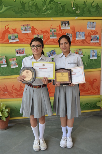 Charu Pandey and Simran Singh. First in Inter School Debate Competition.